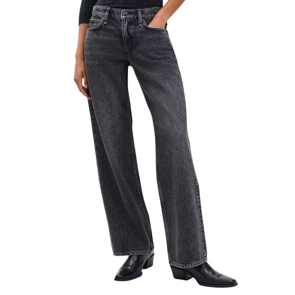 67. RAG & BONE Saige Relaxed Straight Jeans Lightweight Rigid Charcoal $288 NWT - Picture 1 of 6